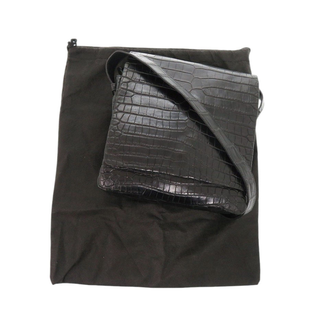トップコレクション JRA マットクロコ ブラック ショルダーバッグ 黒 0537【中古】