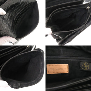 トップコレクション JRA マットクロコ ブラック ショルダーバッグ 黒 0537【中古】