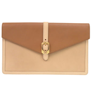 フェンディ フラップ 8M0284 レザー ベージュ ブラウン クラッチバッグ 0542【中古】FENDI