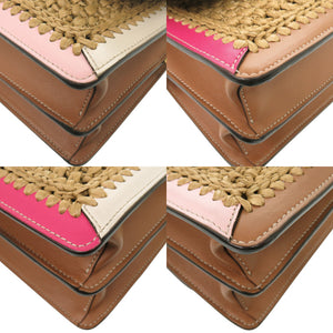 美品 トッズ Tタイムレス ラフィア レザー ブラウン 2wayショルダーバッグ ハンドバッグ 0557【中古】TOD’S