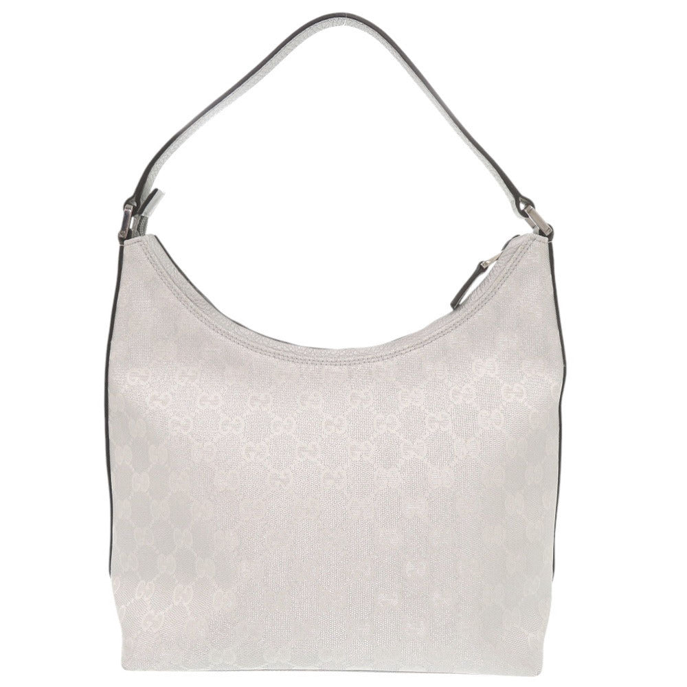 美品 グッチ GGキャンバス レザー 257282 シルバー ワンショルダー ショルダーバッグ 0565【中古】GUCCI