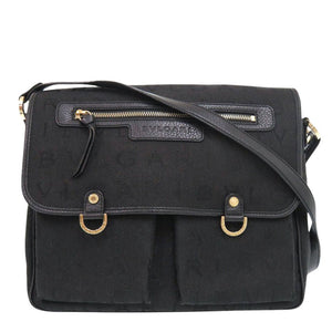 美品 ブルガリ ロゴマニア キャンバス ブラック ショルダーバッグ 黒 0569【中古】BVLGARI
