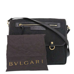 美品 ブルガリ ロゴマニア キャンバス ブラック ショルダーバッグ 黒 0569【中古】BVLGARI