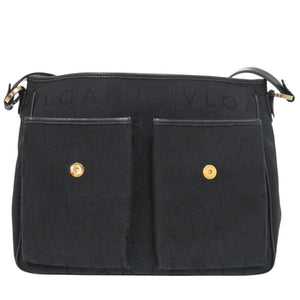 美品 ブルガリ ロゴマニア キャンバス ブラック ショルダーバッグ 黒 0569【中古】BVLGARI