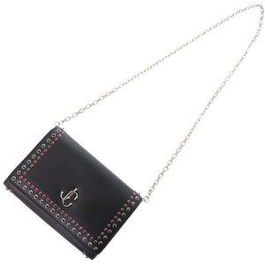 美品 ジミーチュウ VARENNE CLUTCH スタッズ レザー ブラック チェーンショルダーバッグ 黒 0573【中古】JIMMY CHOO