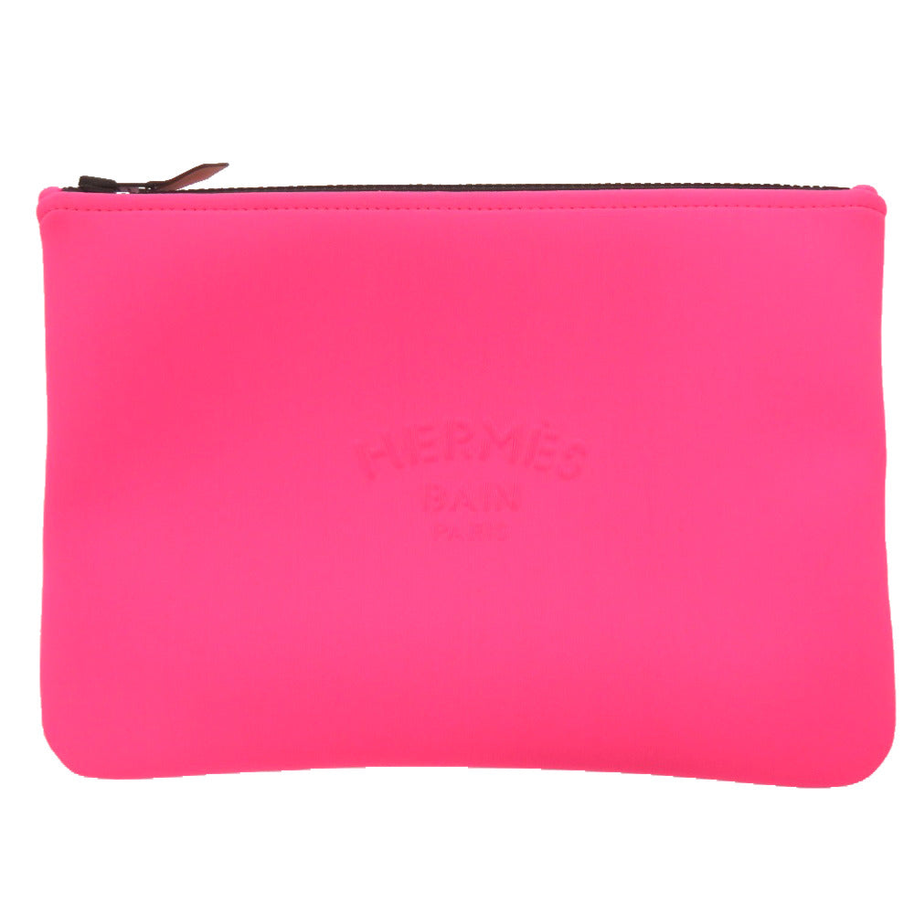 美品 エルメス ネオバンMM ナイロン ポリウレタン バブルガムピンク ポーチ 0575【中古】HERMES