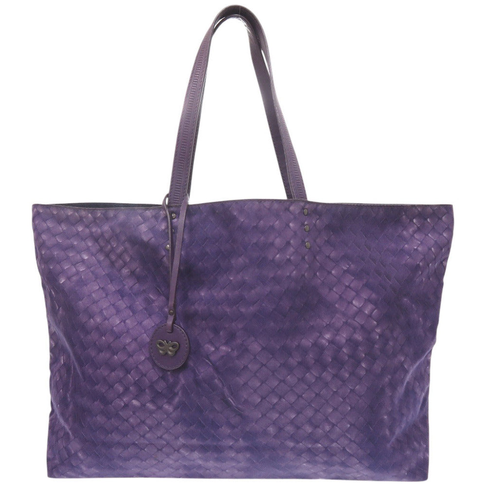 ボッテガヴェネタ イントレッチオ リュージョン ナイロン レザー パープル トートバッグ 0583【中古】BOTTEGAVENETA