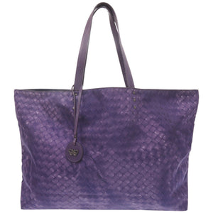 ボッテガヴェネタ イントレッチオ リュージョン ナイロン レザー パープル トートバッグ 0583【中古】BOTTEGAVENETA