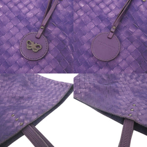ボッテガヴェネタ イントレッチオ リュージョン ナイロン レザー パープル トートバッグ 0583【中古】BOTTEGAVENETA