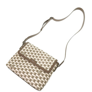 新品同様 バリー PENNANT CROSS レザー ブラウン ホワイト ショルダーバッグ 0584【中古】BALLY