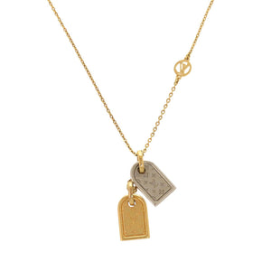 美品 ルイ ヴィトン ナノグラム ネームタグ モチーフ モノグラム M63141 ゴールド シルバー ネックレス アクセサリー LV 0589 【中古】 LOUIS VUITTON