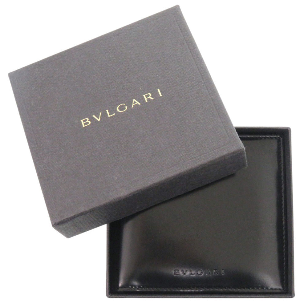 新品同様 ブルガリ クラシコ スムースレザー ブラック 二つ折り財布 黒 0596【中古】BVLGARI メンズ