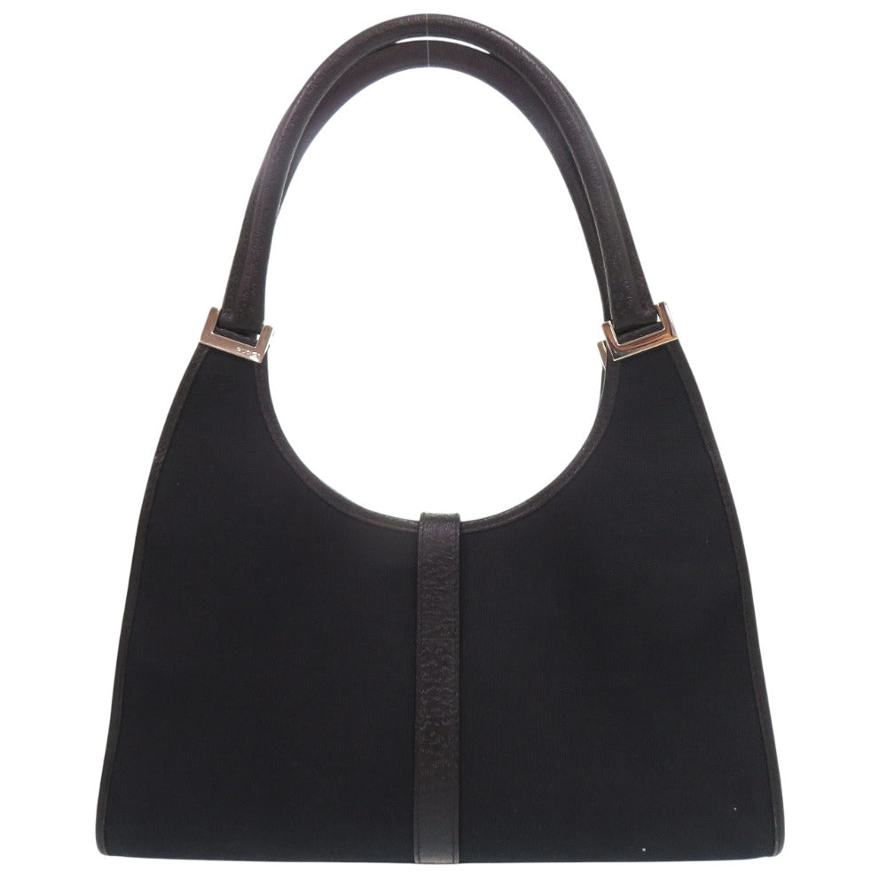 美品 グッチ ジャッキー コットンキャンバス レザー ブラック ショルダーバッグ 黒 0603【中古】GUCCI