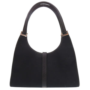 美品 グッチ ジャッキー コットンキャンバス レザー ブラック ショルダーバッグ 黒 0603【中古】GUCCI