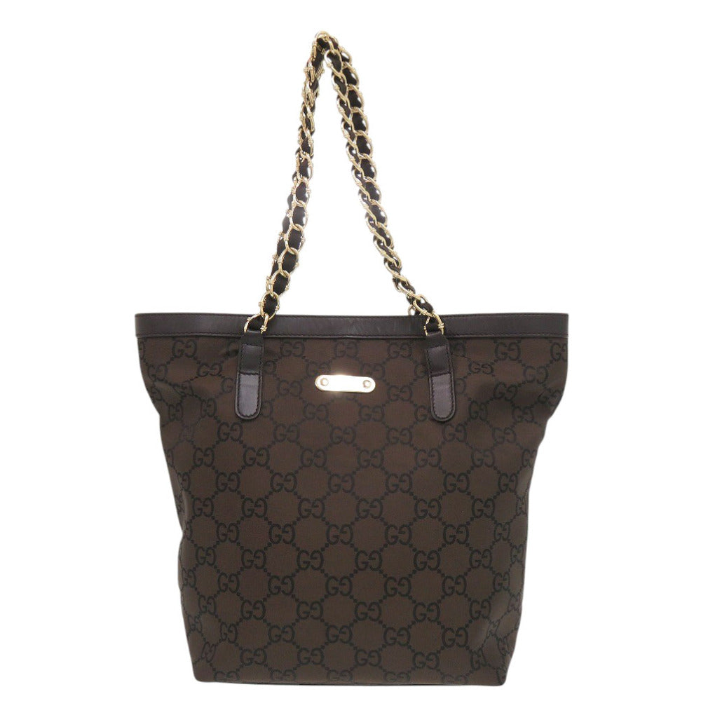 美品 グッチ 196750 ナイロンキャンバス ブラウン トートバッグ 0608【中古】GUCCI