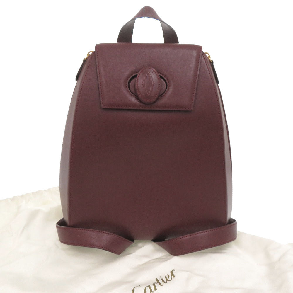 美品 カルティエ マストライン レザー ボルドー リュック デイパック 0614【中古】CARTIER