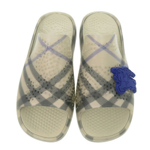 新品同様 バーバリー チェック柄 ロゴ クリア サイズ40 ラバー グレー サンダル 0625【中古】BURBERRY