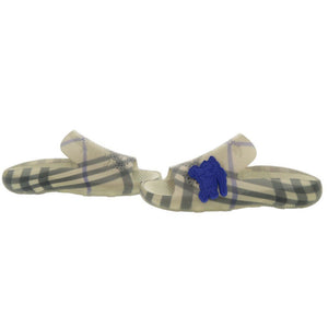 新品同様 バーバリー チェック柄 ロゴ クリア サイズ40 ラバー グレー サンダル 0625【中古】BURBERRY