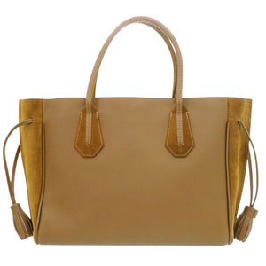 美品 ロンシャン ペネロペ ファンテジー ベルベット/レザー ブラウン トートバッグ 茶 0630【中古】Longchamp