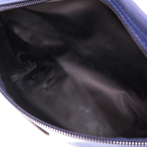 美品 ロンシャン ル プリアージュ ナイロン レザー ポーチ ネイビー ブラウン 0638【中古】Longchamp