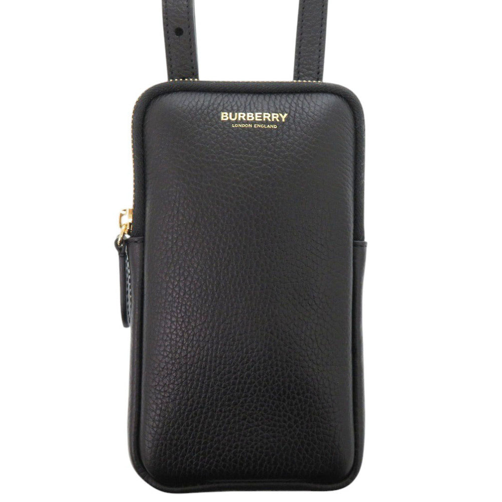 新品同様 バーバリー 8084040 レザー ブラック ショルダーバッグ フォンポーチ 黒 0641【中古】BURBERRY