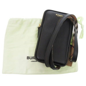 新品同様 バーバリー 8084040 レザー ブラック ショルダーバッグ フォンポーチ 黒 0641【中古】BURBERRY