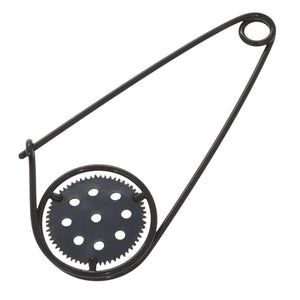 美品 ロエベ メカノピン メタル/レザー ブラック ブローチ アクセサリー 黒 0646 【中古】 LOEWE