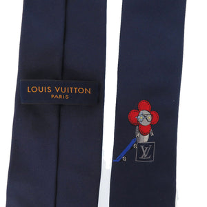 美品 ルイ ヴィトン クラヴァット ソー ヴィヴィエンヌ MR0230 ネクタイ シルク ネイビー レッド 紺 LV 0647【中古】LOUIS VUITTON メンズ