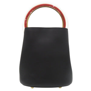 美品 マルニ パニエ 2WAY バケットバッグ レザー ブラック ハンドバッグ 黒 0654【中古】MARNI