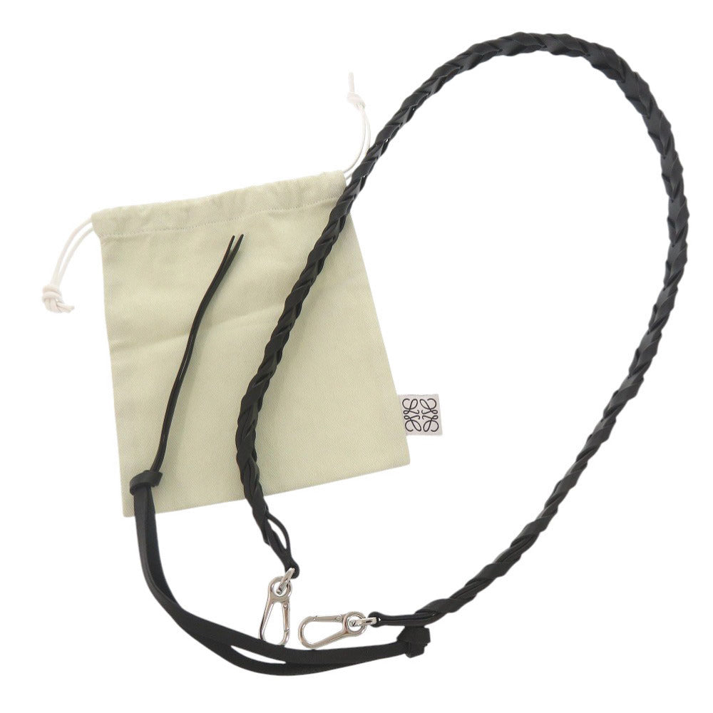 新品同様 ロエベ ブレイデッド C073S49X01 レザー ブラック ショルダーストラップ 黒 0661【中古】LOEWE
