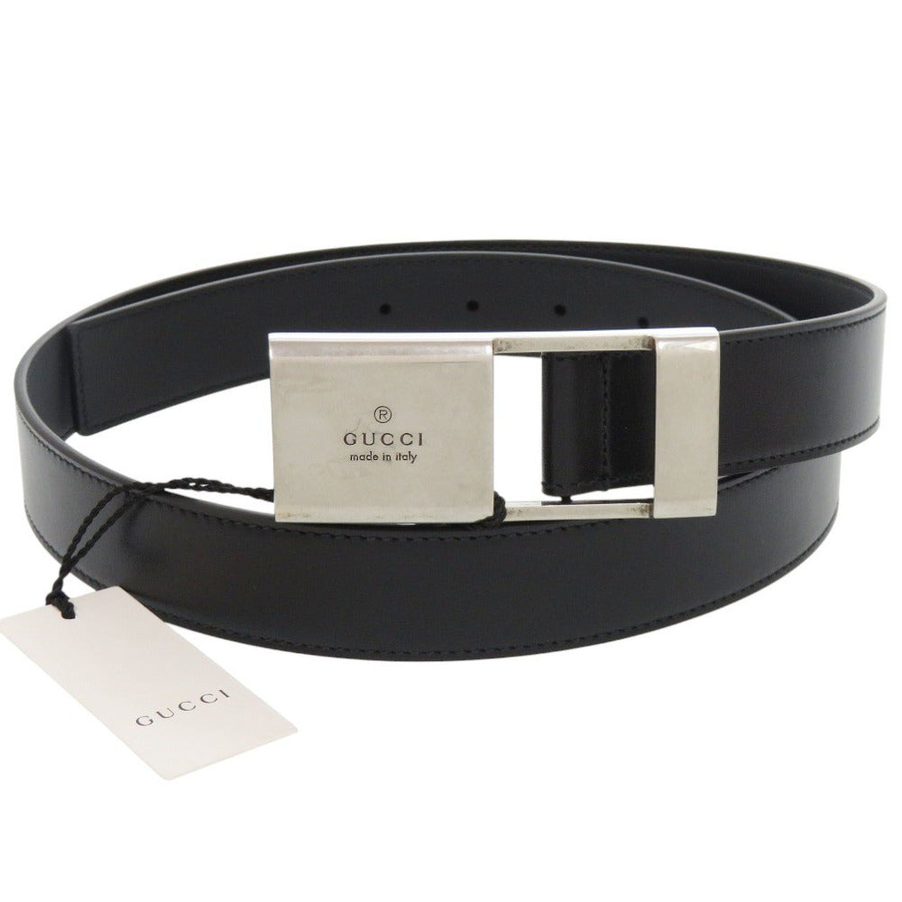 新品同様 グッチ 793761 レザー ブラック ベルト 黒 0691【中古】GUCCI メンズ