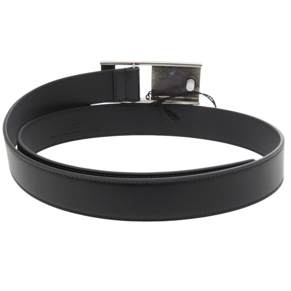新品同様 グッチ 793761 レザー ブラック ベルト 黒 0691【中古】GUCCI メンズ