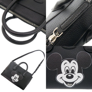 新品同様 トッズ × ロンハーマン 別注 ディズニー ミッキーマウス 2WAY レザー ブラック ハンドバッグ 黒 0707【中古】TOD’S