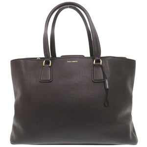 美品 ドルチェアンドガッバーナ ロゴ レザー ブラック トートバッグ 黒 0708【中古】DOLCE&GABBANA