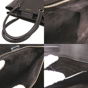 美品 ドルチェアンドガッバーナ ロゴ レザー ブラック トートバッグ 黒 0708【中古】DOLCE&GABBANA