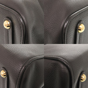 美品 ドルチェアンドガッバーナ ロゴ レザー ブラック トートバッグ 黒 0708【中古】DOLCE&GABBANA