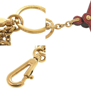 美品 ドルチェアンドガッバーナ 扇子モチーフ メタル レザー レッド ブラック キーホルダー 0708【中古】DOLCE&GABBANA