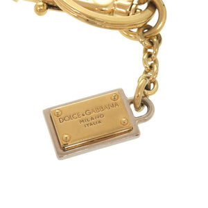 美品 ドルチェアンドガッバーナ 扇子モチーフ メタル レザー レッド ブラック キーホルダー 0708【中古】DOLCE&GABBANA