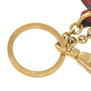 美品 ドルチェアンドガッバーナ 扇子モチーフ メタル レザー レッド ブラック キーホルダー 0708【中古】DOLCE&GABBANA