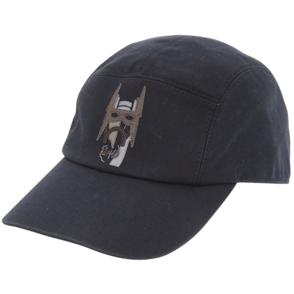 美品 エルメス Nevada Super H cap コットン ネイビー 帽子 0723【中古】HERMES