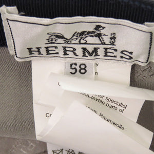 美品 エルメス Nevada Super H cap コットン ネイビー 帽子 0723【中古】HERMES