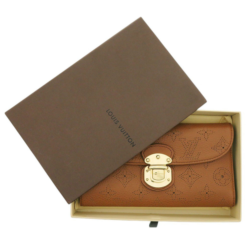 新品同様 ルイ ヴィトン ポルトフォイユ アメリア モノグラム マヒナ M95996 コニャック 長財布 茶 LV 0729【中古】LOUIS VUITTON