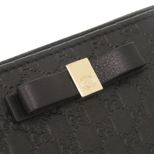 新品同様 グッチ マイクログッチシマ リボン 388680 ブラック ラウンドファスナー 長財布 黒 0731【中古】GUCCI
