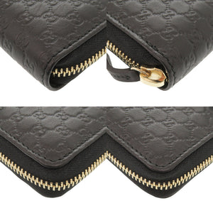 新品同様 グッチ マイクログッチシマ リボン 388680 ブラック ラウンドファスナー 長財布 黒 0731【中古】GUCCI