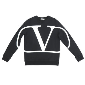 美品 ヴァレンティノ Vロゴ TV3MF05H5F7 コットン サイズXS ブラック スウェット トレーナー 黒 0755【中古】Valentino メンズ