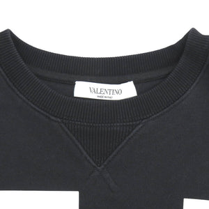 美品 ヴァレンティノ Vロゴ TV3MF05H5F7 コットン サイズXS ブラック スウェット トレーナー 黒 0755【中古】Valentino メンズ