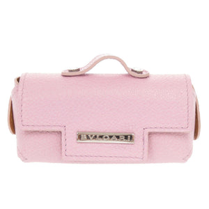 美品 ブルガリ ロゴ キーリング付 レザー ピンク ミニポーチ 小物入れ 0767【中古】BVLGARI