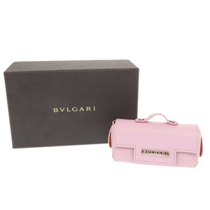 美品 ブルガリ ロゴ キーリング付 レザー ピンク ミニポーチ 小物入れ 0767【中古】BVLGARI