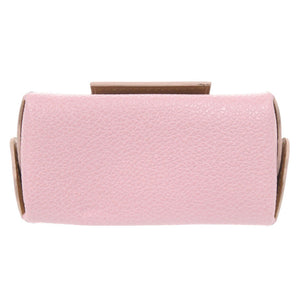 美品 ブルガリ ロゴ キーリング付 レザー ピンク ミニポーチ 小物入れ 0767【中古】BVLGARI