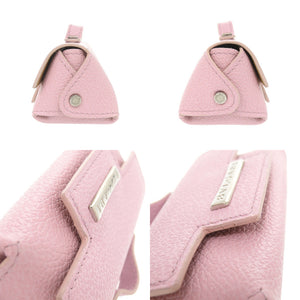 美品 ブルガリ ロゴ キーリング付 レザー ピンク ミニポーチ 小物入れ 0767【中古】BVLGARI